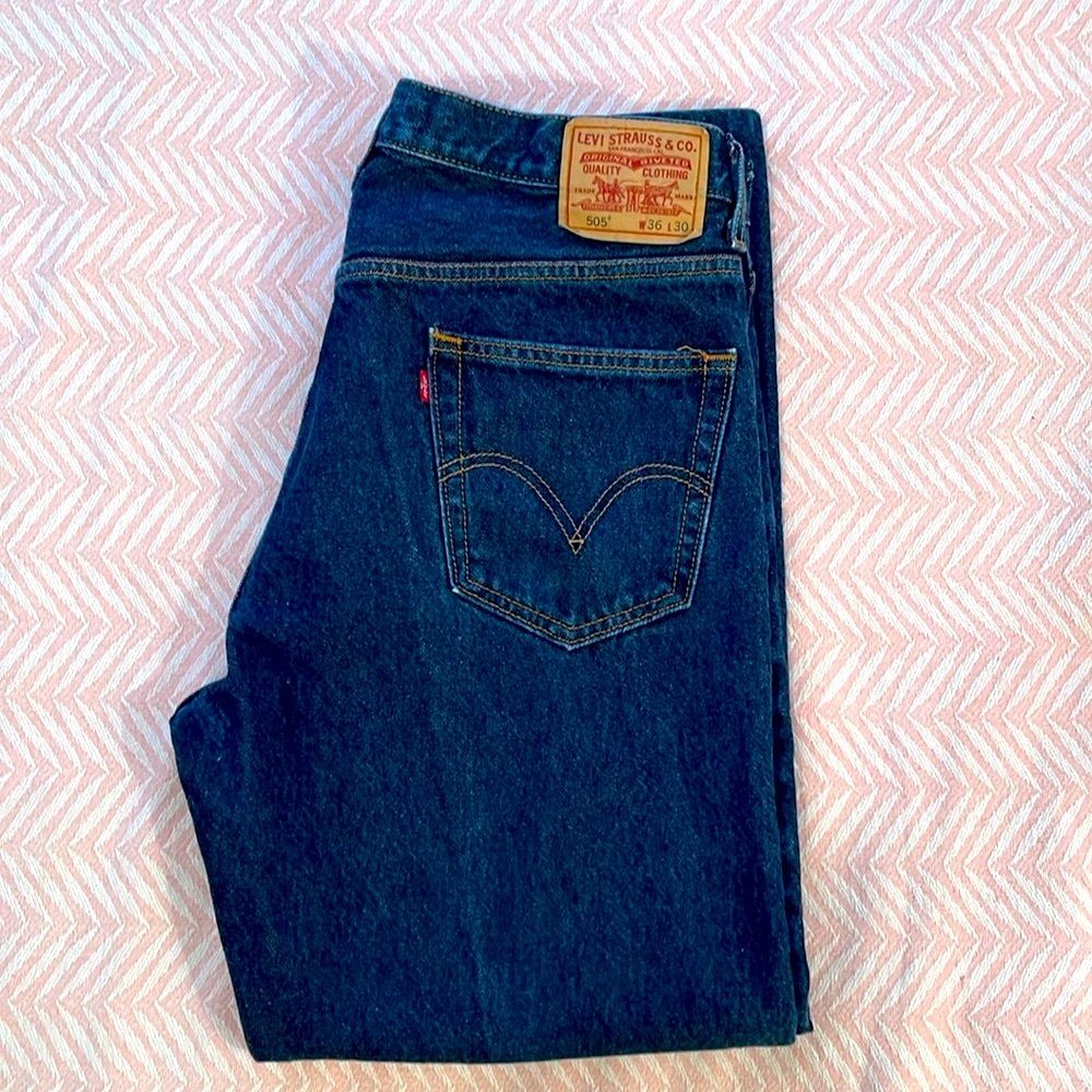 Levi's 505 Regular Fit Men's Jeans 36x30 Dark Wash - Picture 3 of 8